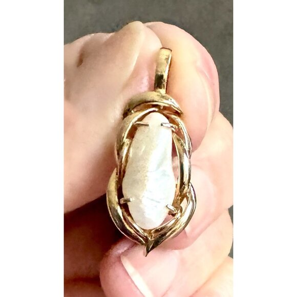 Vintage BAROQUE PEARL SET - Earrings Pendant Bracelet in 14K GOLD Luminous Keshi - Picture 7 of 11